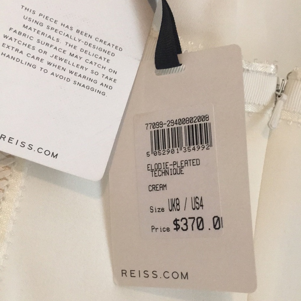 Elodie Pleated Creme Reiss dress - Picture 4 of 8